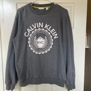 Calvin Klein Mens Sweater Gray Crew Neck Size Large Medium